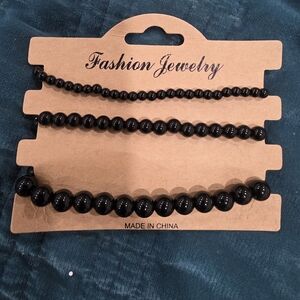 Black Beaded Necklace Set